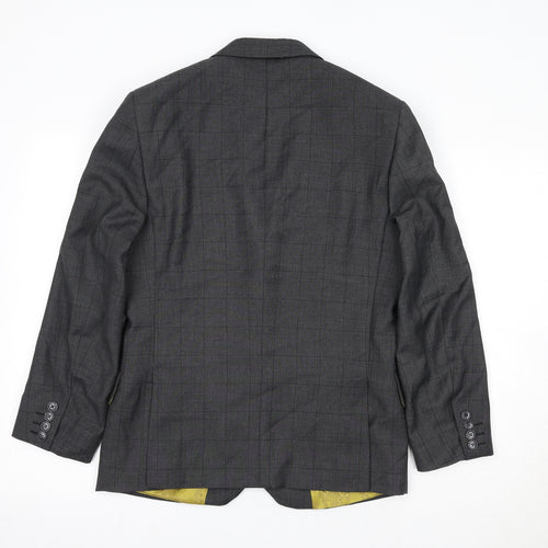 Dobell Mens Grey Check Polyester Jacket Suit Jacket Size 36 Regular