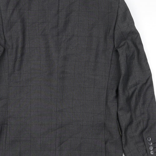 Dobell Mens Grey Check Polyester Jacket Suit Jacket Size 36 Regular