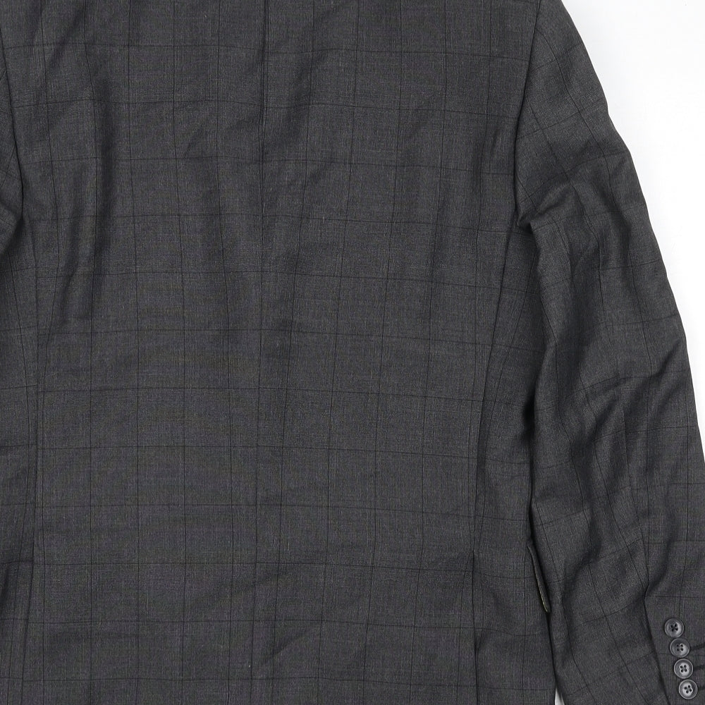 Dobell Mens Grey Check Polyester Jacket Suit Jacket Size 36 Regular