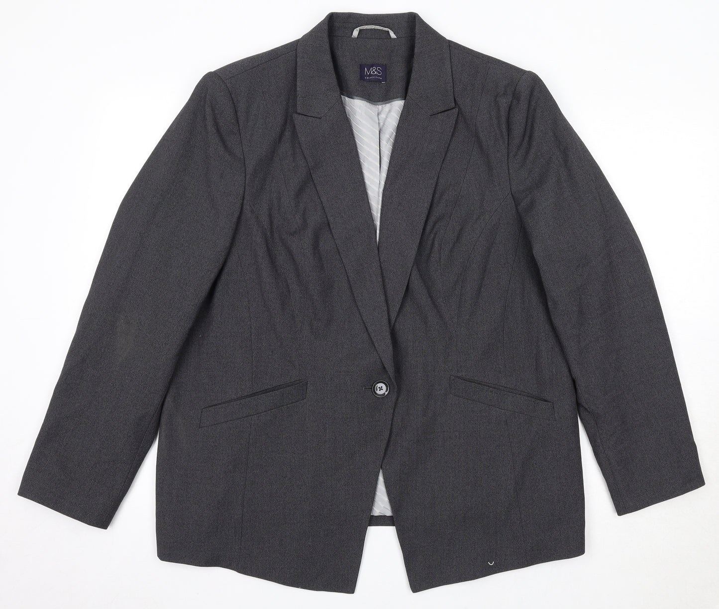 Marks and Spencer Womens Grey Polyester Jacket Suit Jacket Size 22