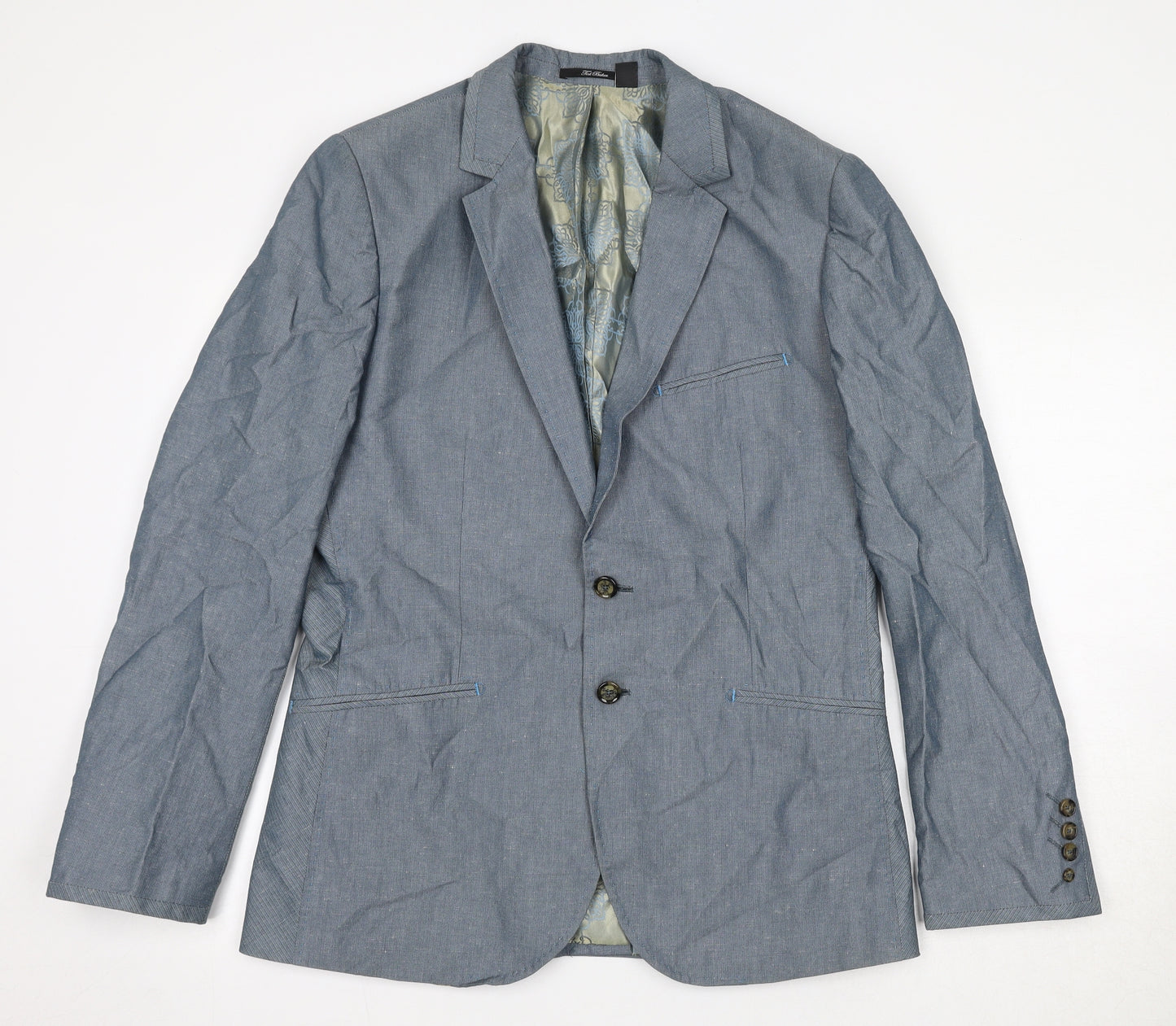 Ted Baker Mens Blue Cotton Jacket Suit Jacket Size 40 Regular