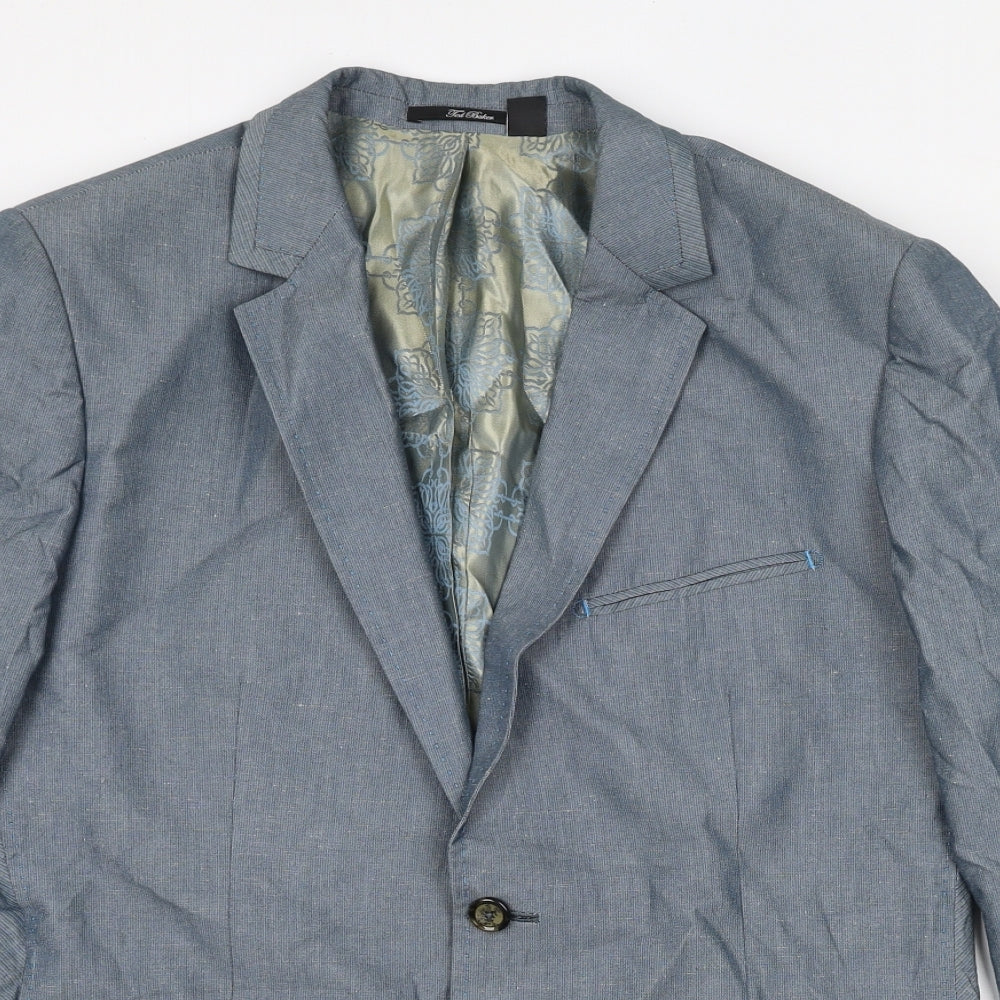 Ted Baker Mens Blue Cotton Jacket Suit Jacket Size 40 Regular