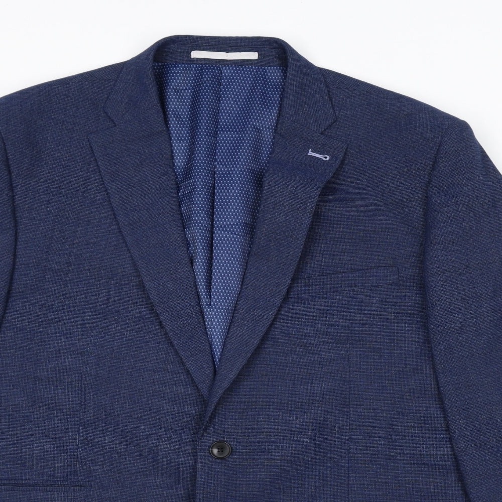 Burton Mens Blue Polyester Jacket Suit Jacket Size 46 Regular