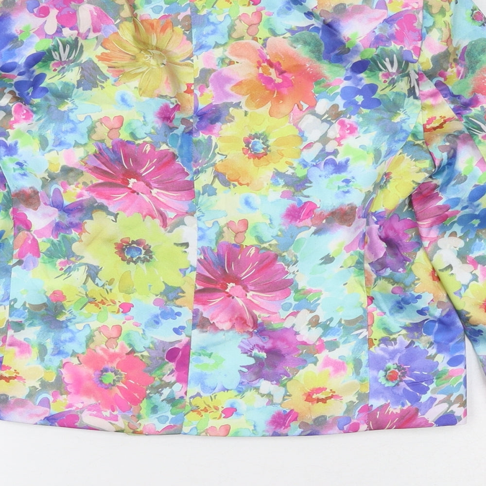 Zara Womens Multicoloured Floral Jacket Blazer Size XS Button