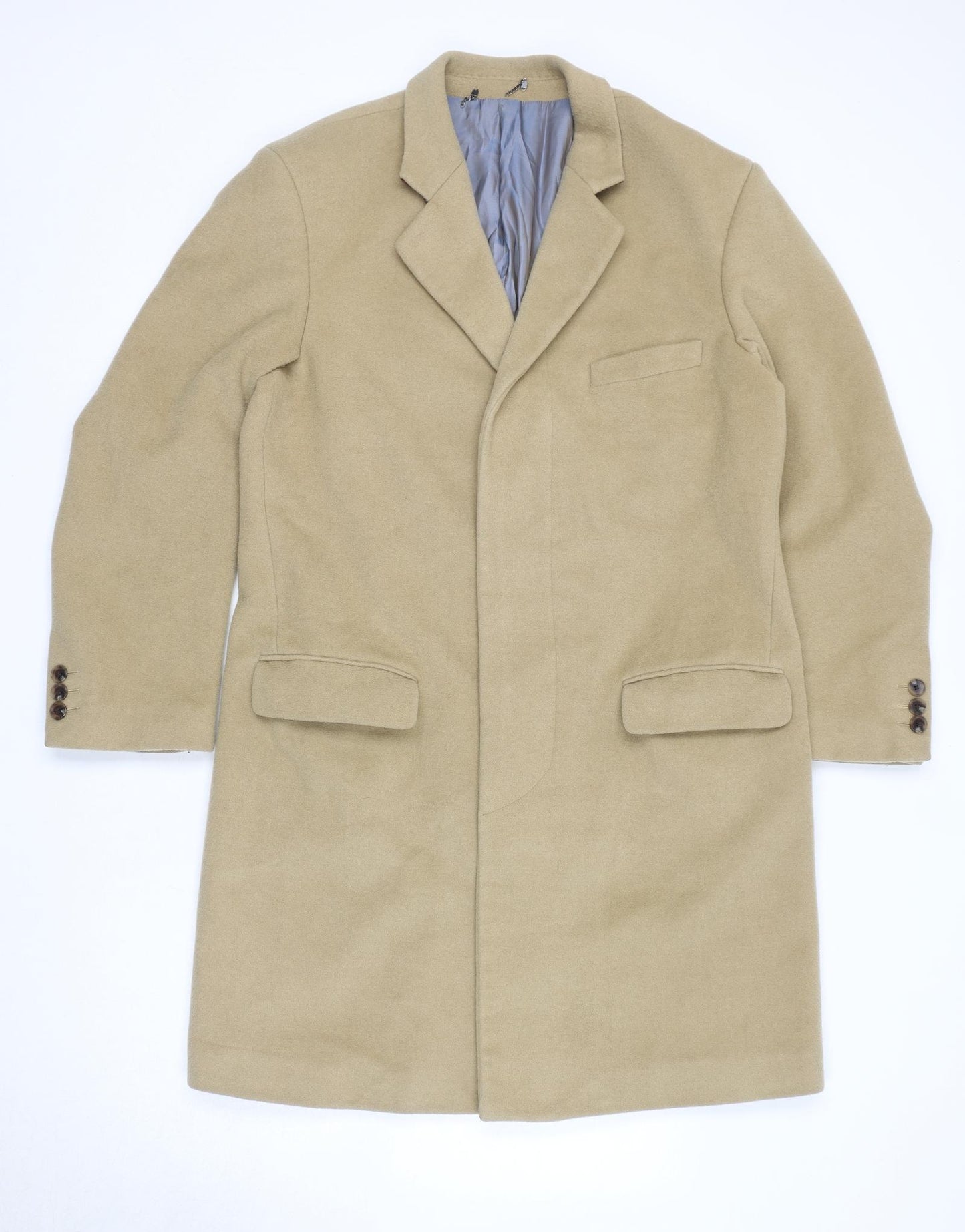 Samuel Windsor Mens Beige Overcoat Coat Size 40 Button