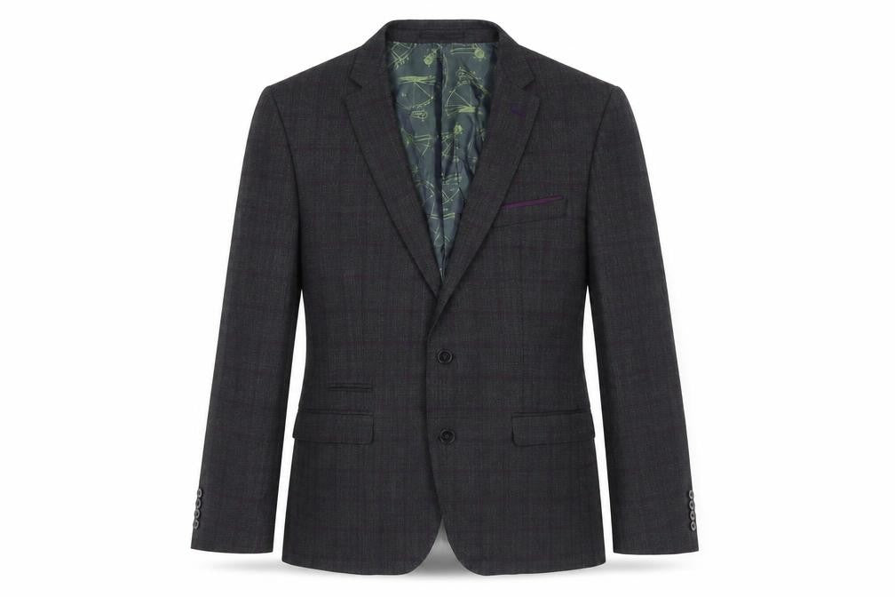 Remus Uomo Mens Grey Check Wool Jacket Suit Jacket Size 42 Regular