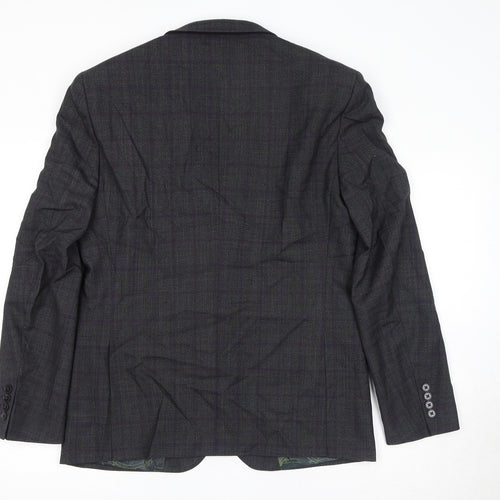 REMUS Mens Grey Check Wool Jacket Suit Jacket Size 42 Regular