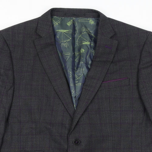 REMUS Mens Grey Check Wool Jacket Suit Jacket Size 42 Regular