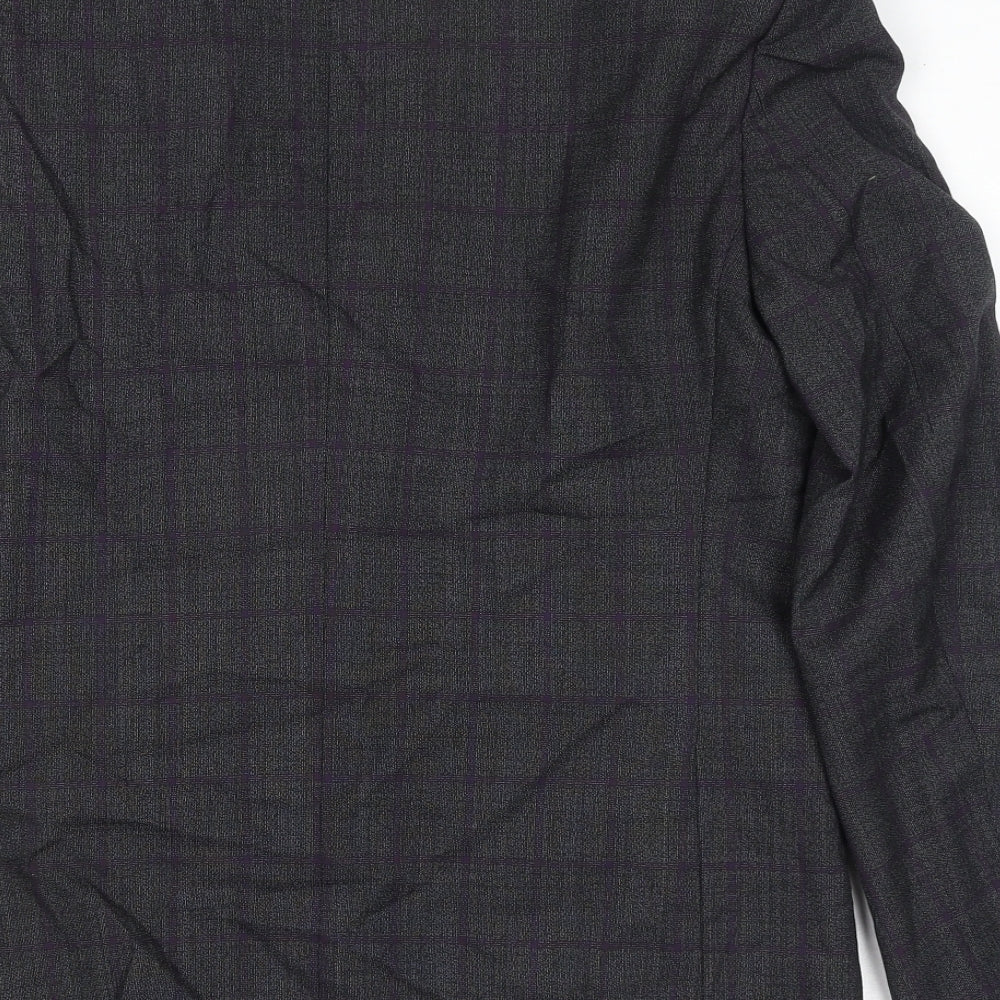 REMUS Mens Grey Check Wool Jacket Suit Jacket Size 42 Regular