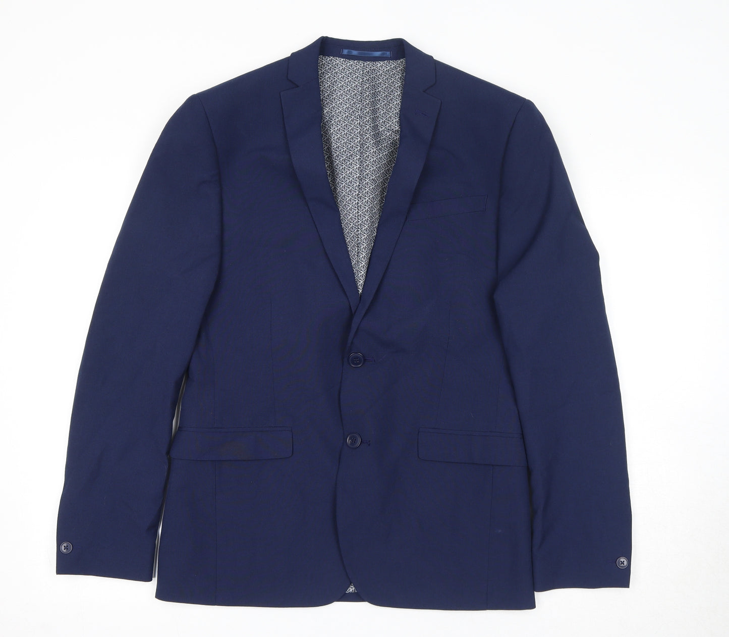 Red Herring Mens Blue Polyester Jacket Suit Jacket Size 38 Regular