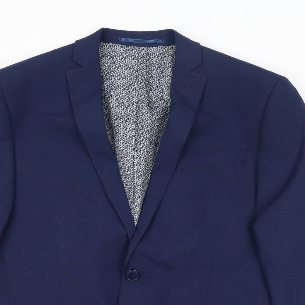 Red Herring Mens Blue Polyester Jacket Suit Jacket Size 38 Regular
