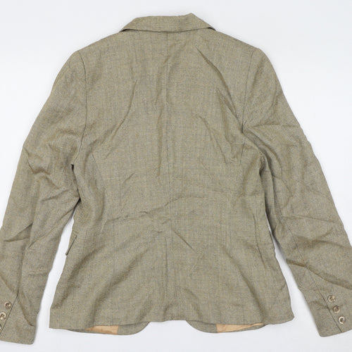 Quin And Donnelly Womens Beige Geometric Jacket Blazer Size 12 Button