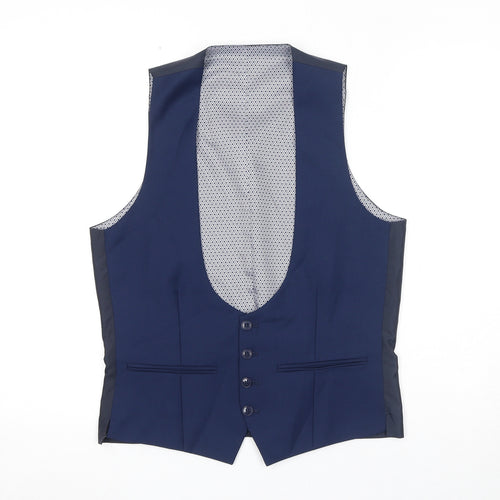 Red Herring Mens Blue Polyester Jacket Suit Waistcoat Size 36 Regular