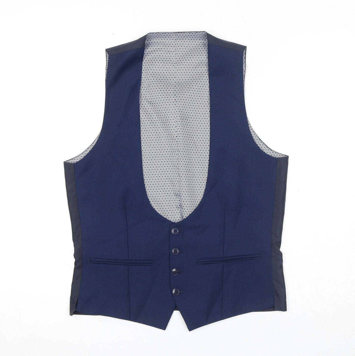 Red Herring Mens Blue Polyester Jacket Suit Waistcoat Size 36 Regular