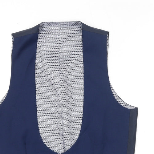 Red Herring Mens Blue Polyester Jacket Suit Waistcoat Size 36 Regular