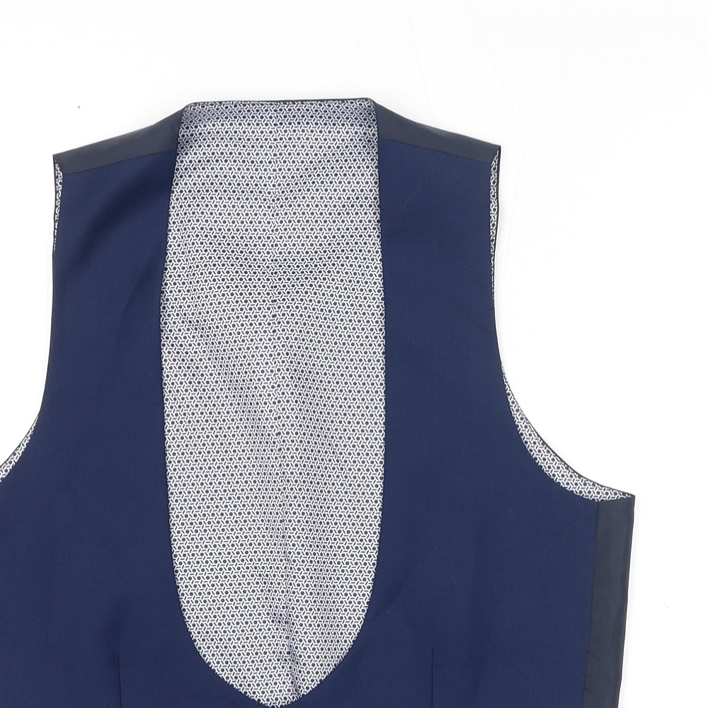 Red Herring Mens Blue Polyester Jacket Suit Waistcoat Size 36 Regular
