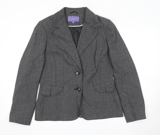 Autonomy Womens Grey Polyester Jacket Blazer Size 12 - Shoulder Pads