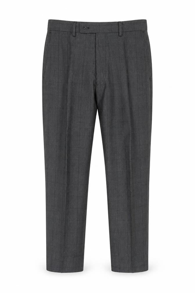 Dobell Mens Grey Check Polyester Dress Pants Trousers Size 30 in L24 in Regular Zip