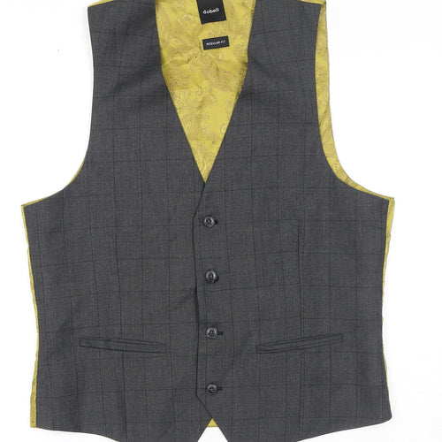 Dobell Mens Grey Check Polyester Jacket Suit Waistcoat Size S Regular