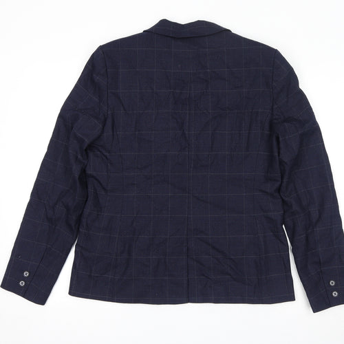 NEXT Womens Blue Check Wool Jacket Suit Jacket Size 14 - Shoulder Pads