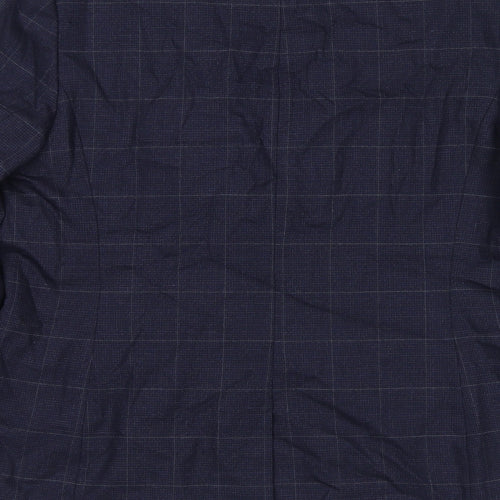 NEXT Womens Blue Check Wool Jacket Suit Jacket Size 14 - Shoulder Pads