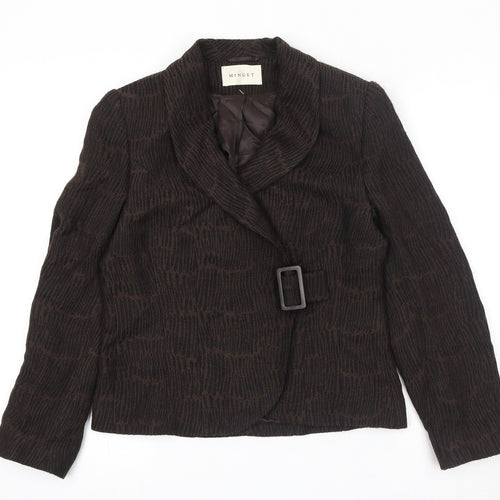 Minuet Womens Brown Geometric Jacket Size 12 Buckle