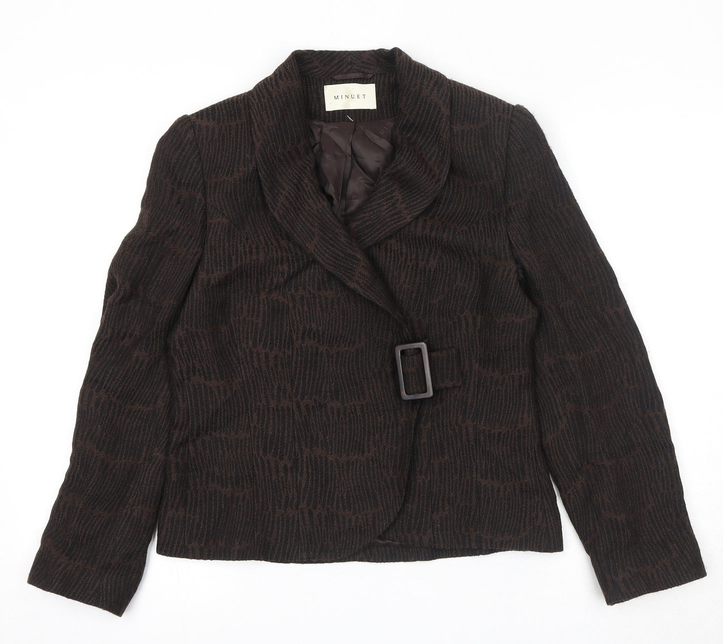 Minuet Womens Brown Geometric Jacket Size 12 Buckle