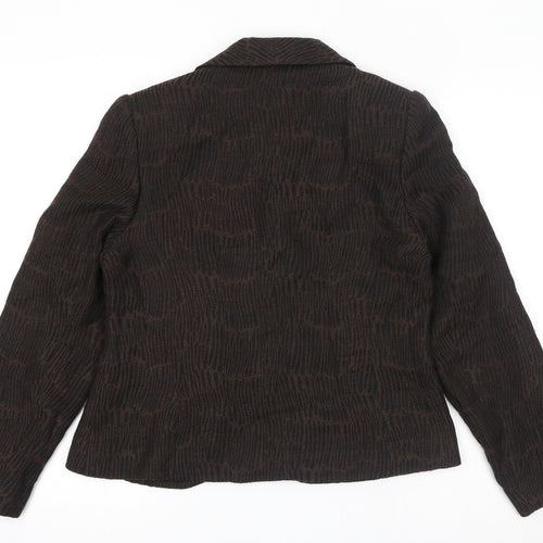 Minuet Womens Brown Geometric Jacket Size 12 Buckle