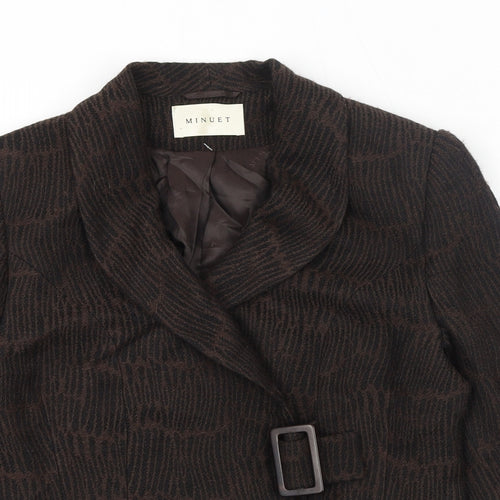 Minuet Womens Brown Geometric Jacket Size 12 Buckle