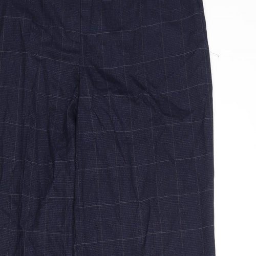 NEXT Womens Blue Check Wool Dress Pants Trousers Size 14 L32 in Regular Zip