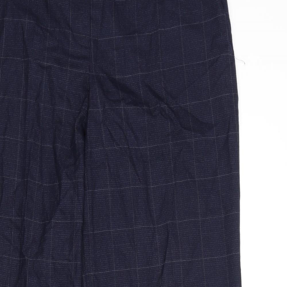 NEXT Womens Blue Check Wool Dress Pants Trousers Size 14 L32 in Regular Zip