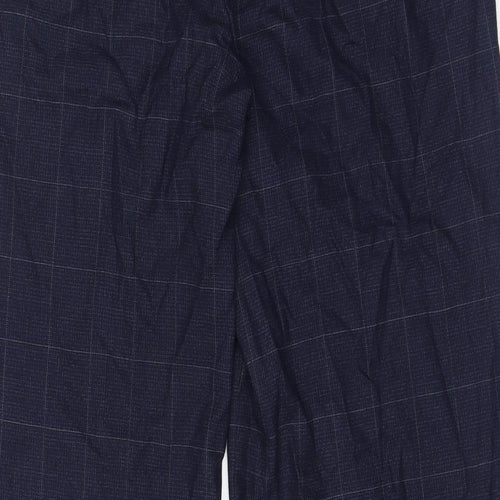 NEXT Womens Blue Check Wool Dress Pants Trousers Size 14 L32 in Regular Zip
