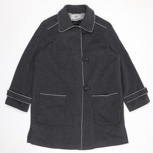 Style Collection Womens Grey Overcoat Coat Size 14 Button