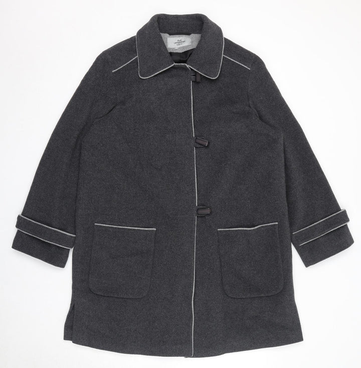 Style Collection Womens Grey Overcoat Coat Size 14 Button