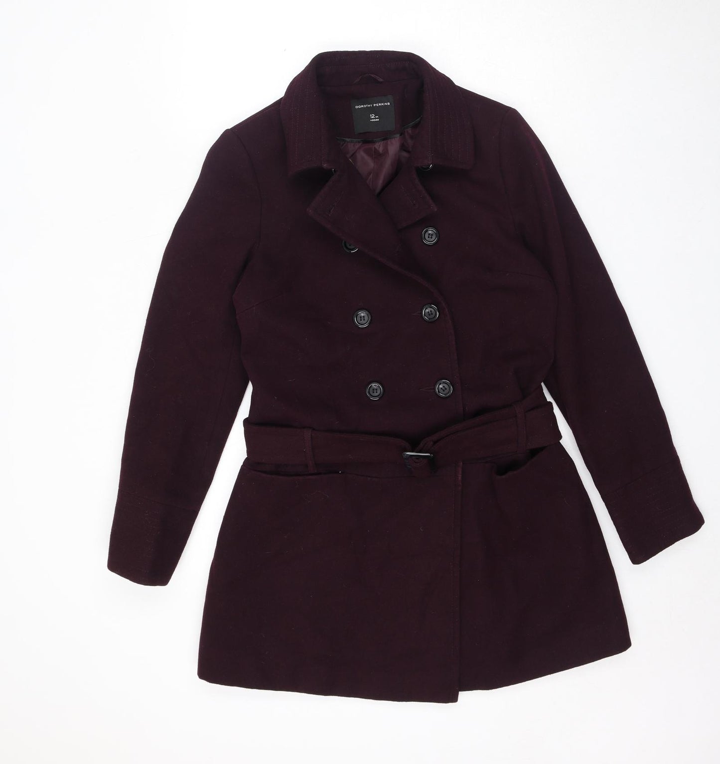 Dorothy Perkins Womens Red Pea Coat Coat Size 12 Button