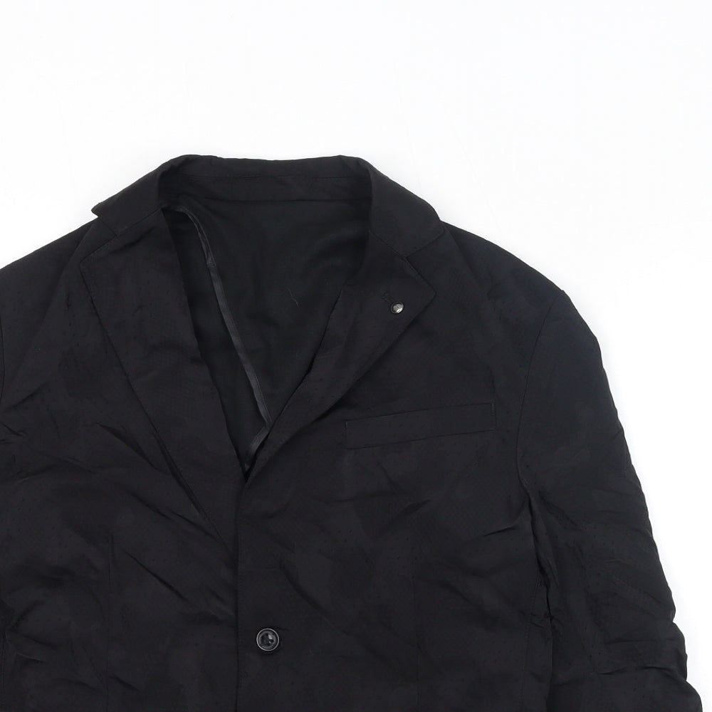 Zara Womens Black Jacket Blazer Size 14 Button