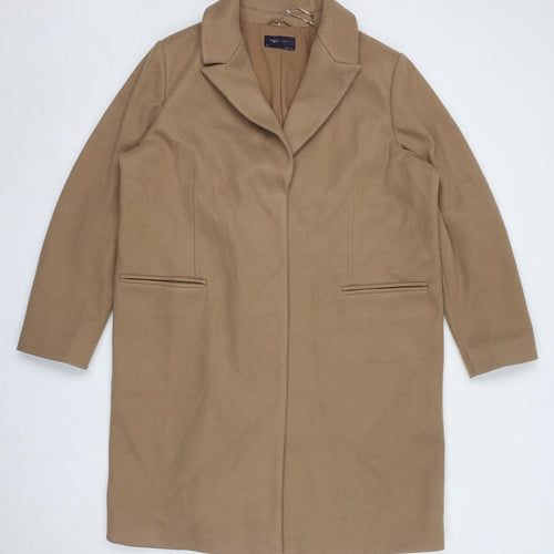 Marks and Spencer Womens Beige Overcoat Coat Size 18 Snap