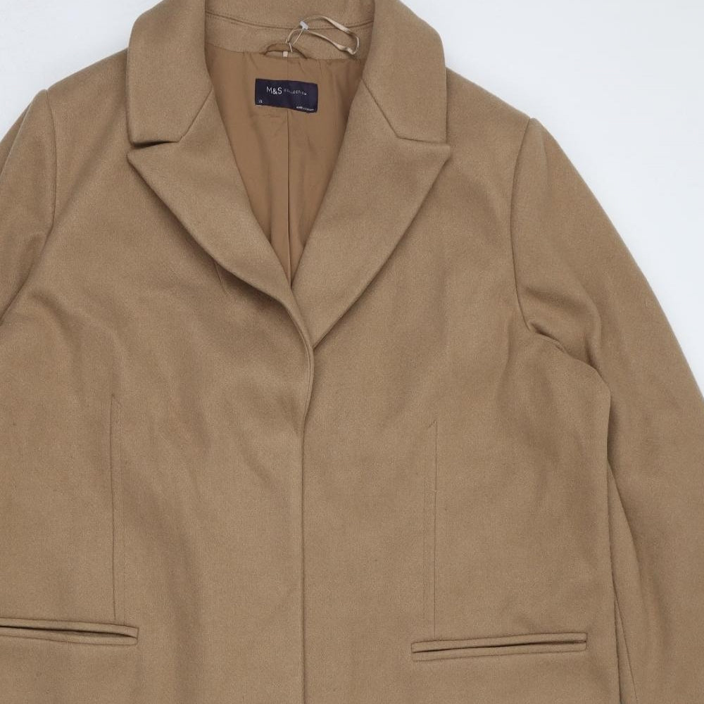 Marks and Spencer Womens Beige Overcoat Coat Size 18 Snap