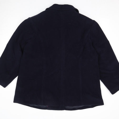 Marks and Spencer Womens Blue Pea Coat Coat Size 24 Button