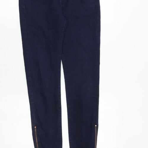 Marks and Spencer Womens Blue Cotton Skinny Jeans Size 6 Slim Zip