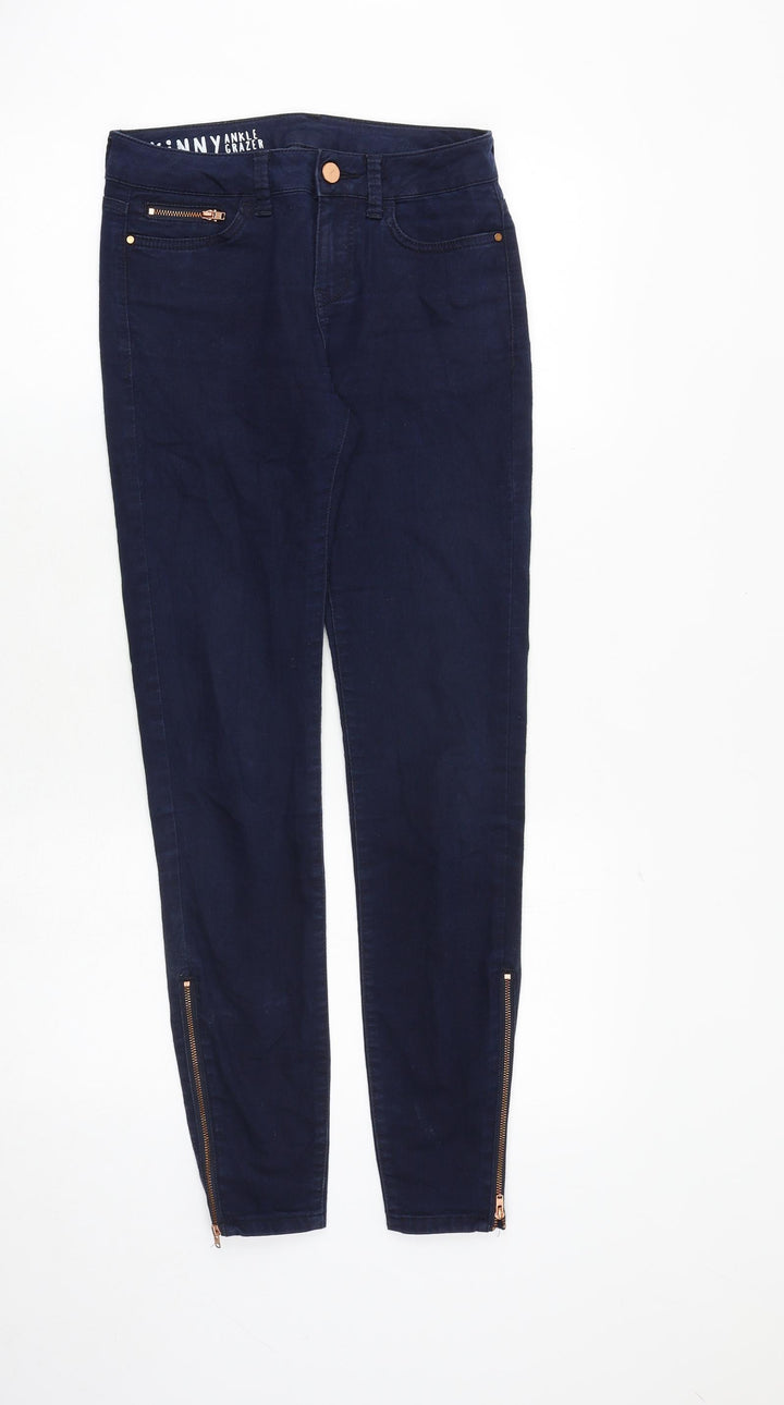 Marks and Spencer Womens Blue Cotton Skinny Jeans Size 6 Slim Zip