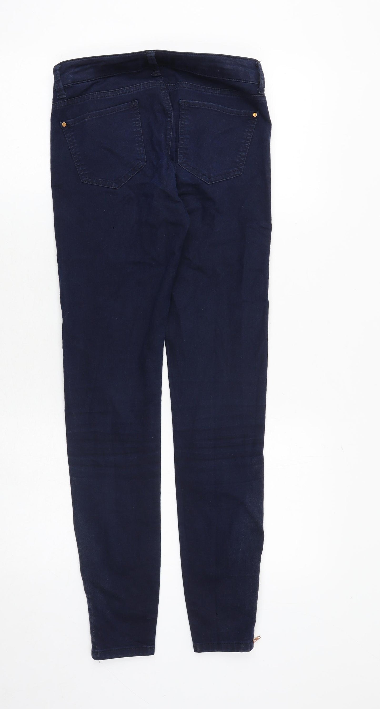 Marks and Spencer Womens Blue Cotton Skinny Jeans Size 6 Slim Zip