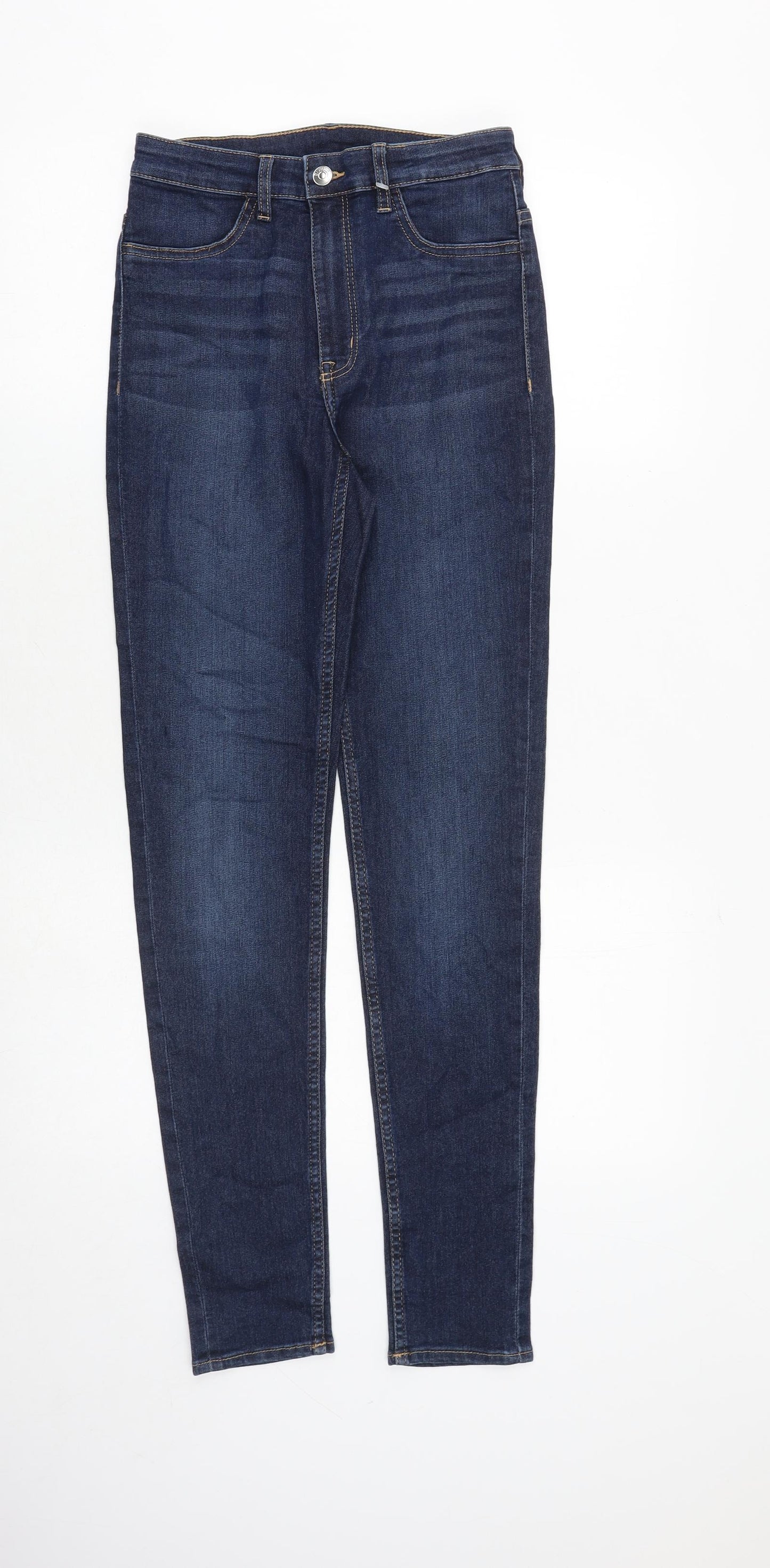 H&M Womens Blue Cotton Skinny Jeans Size 8 Slim Zip