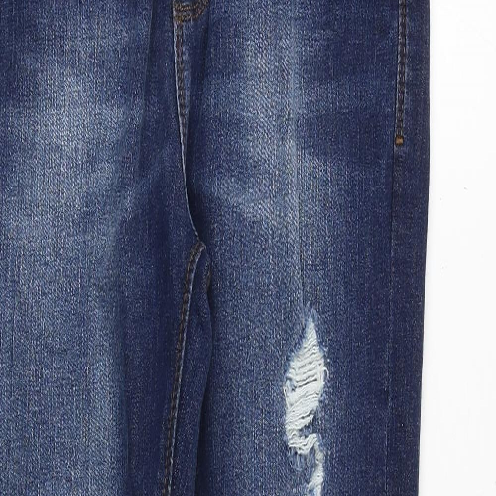 NEXT Boys Blue Cotton Skinny Jeans Size 13 Years Regular Zip - Distressed