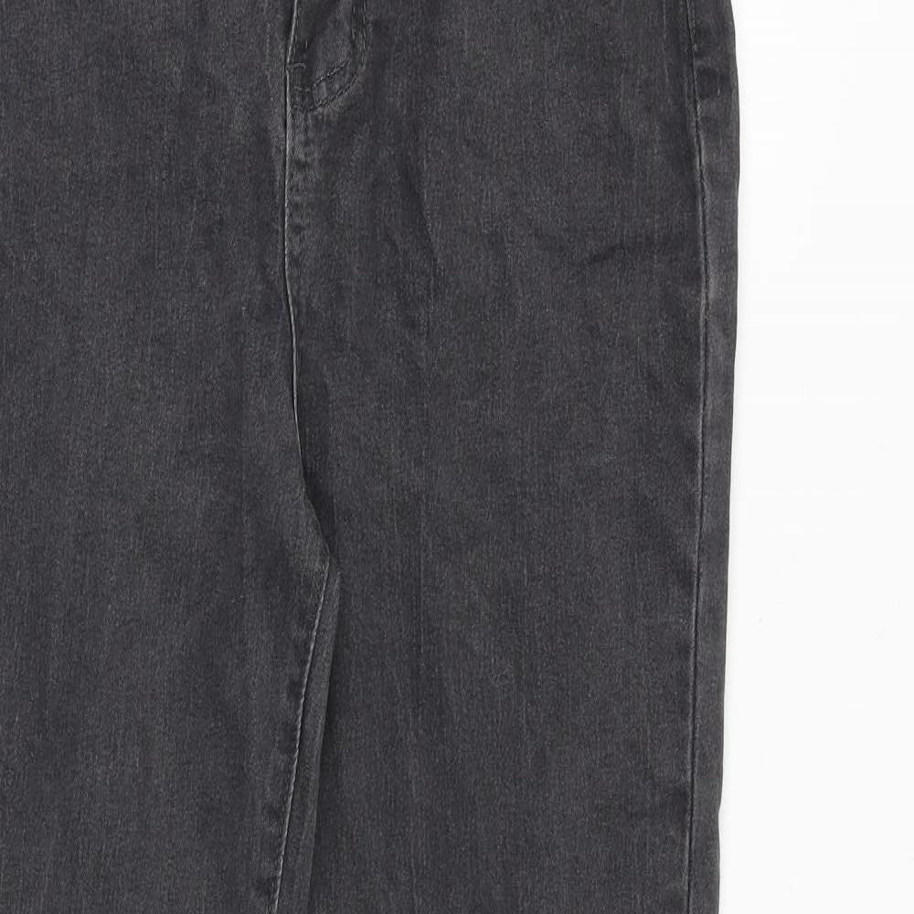 Boohoo Womens Grey Cotton Bootcut Jeans Size 10 Regular Zip