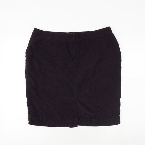 Marks and Spencer Womens Purple Cotton A-Line Skirt Size 16 Zip