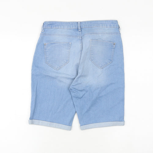 Dorothy Perkins Womens Blue Cotton Skimmer Shorts Size 12 Regular Zip