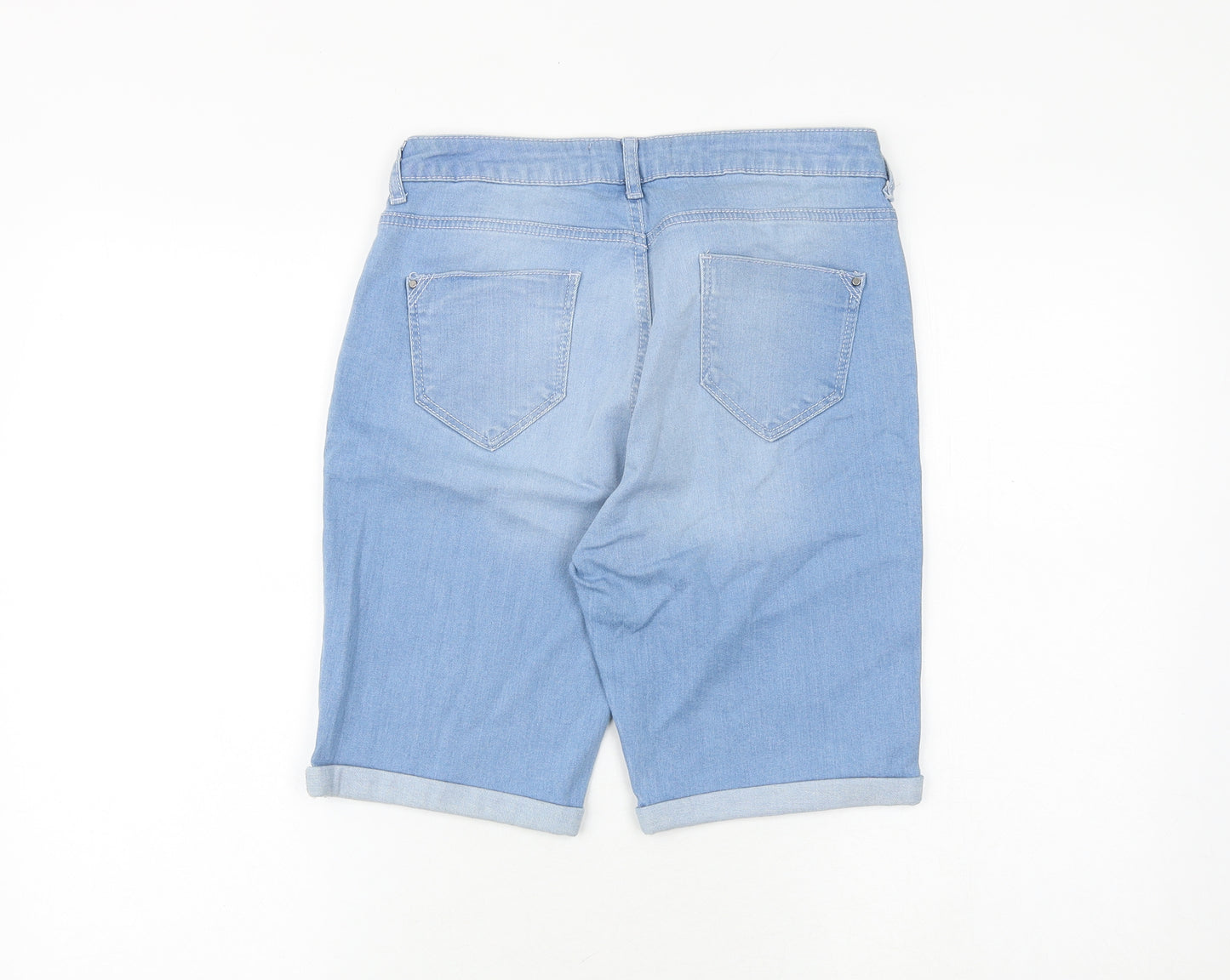 Dorothy Perkins Womens Blue Cotton Skimmer Shorts Size 12 Regular Zip