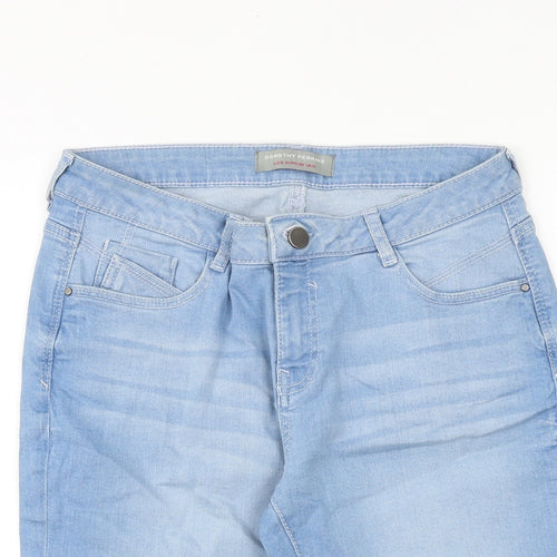 Dorothy Perkins Womens Blue Cotton Skimmer Shorts Size 12 Regular Zip