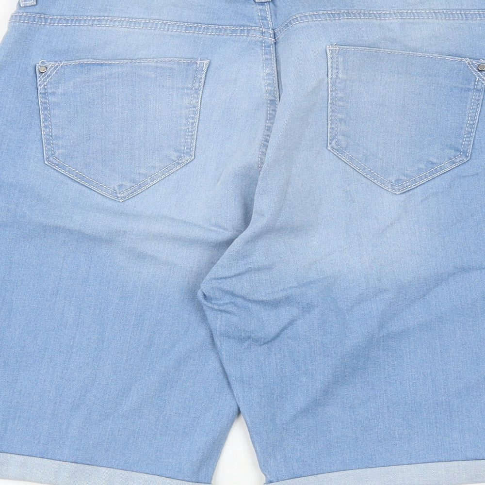 Dorothy Perkins Womens Blue Cotton Skimmer Shorts Size 12 Regular Zip